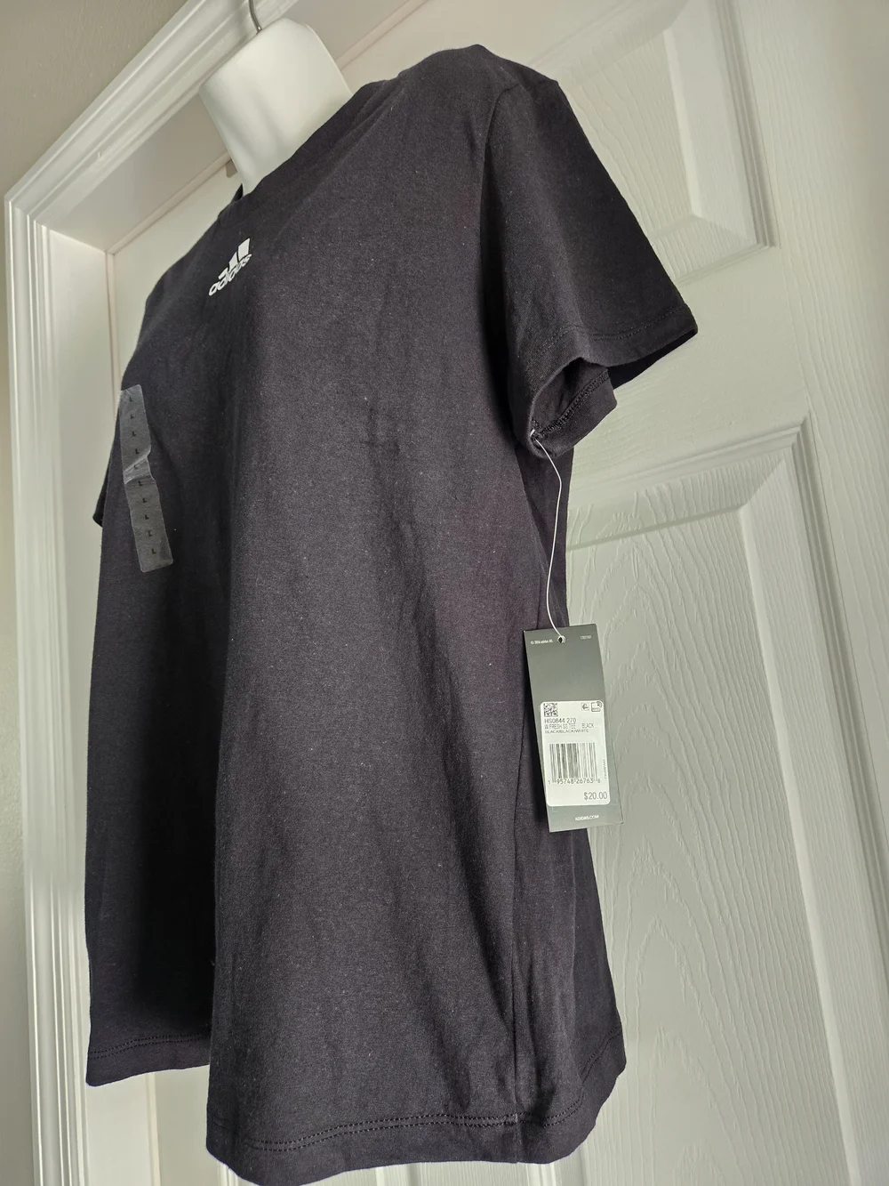 adidas Black Short Sleeve Tee with White Trefoil Logo